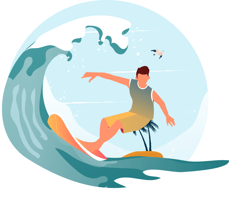 Surf sur une vague